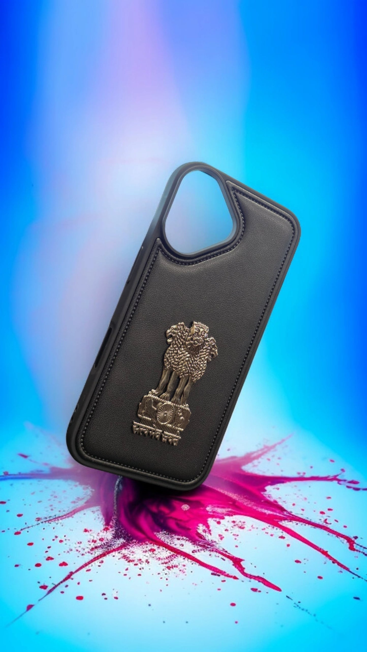 Bharat Emblem Shield – Premium Leather iPhone 16 Case