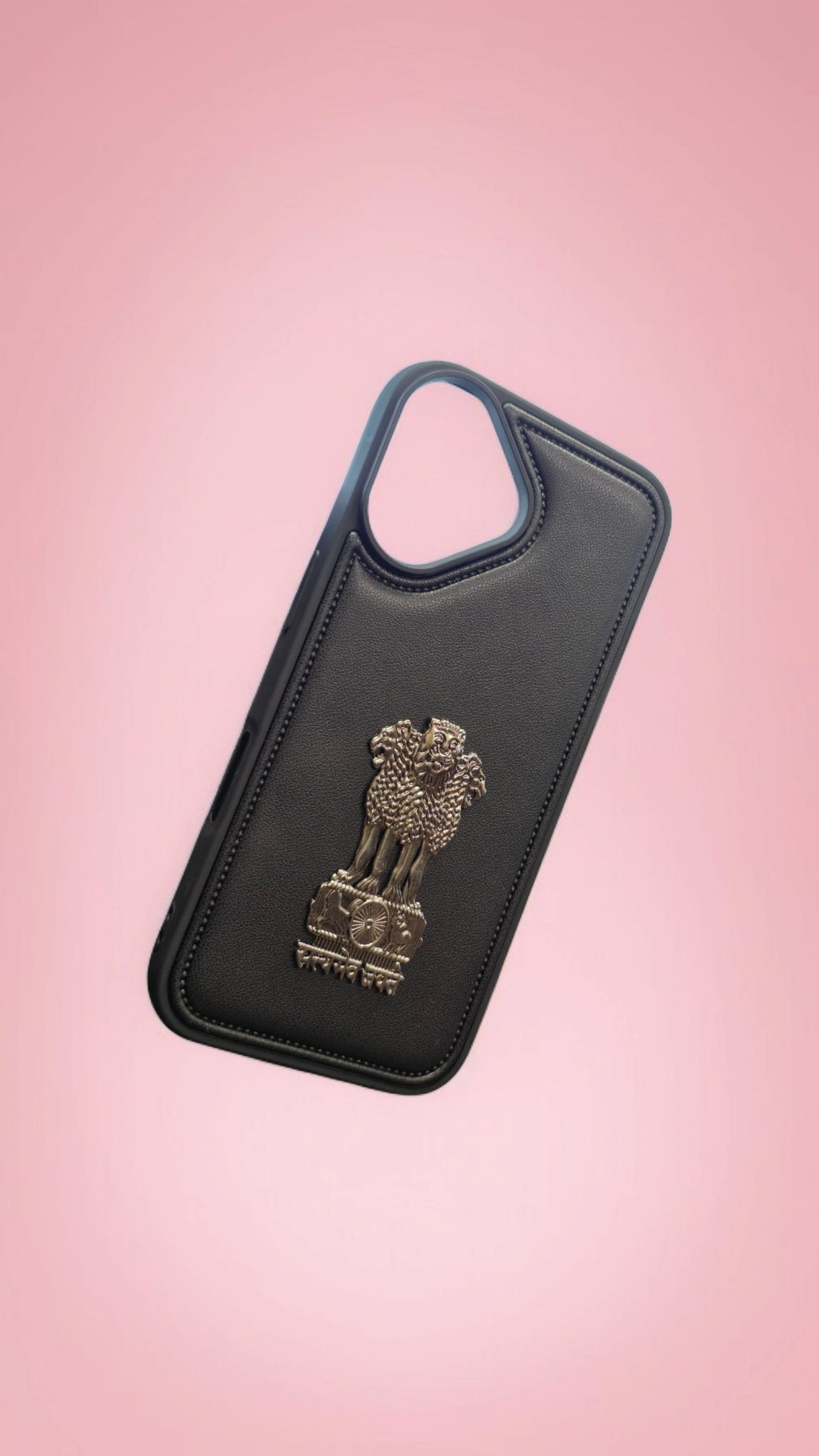 Bharat Emblem Shield – Premium Leather iPhone 16 Case